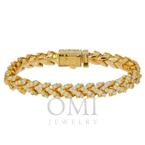 10K GOLD 10MM ROUND DIAMONDS MILLENNIUM FRANCO LINK BRACELET 13.00 CT