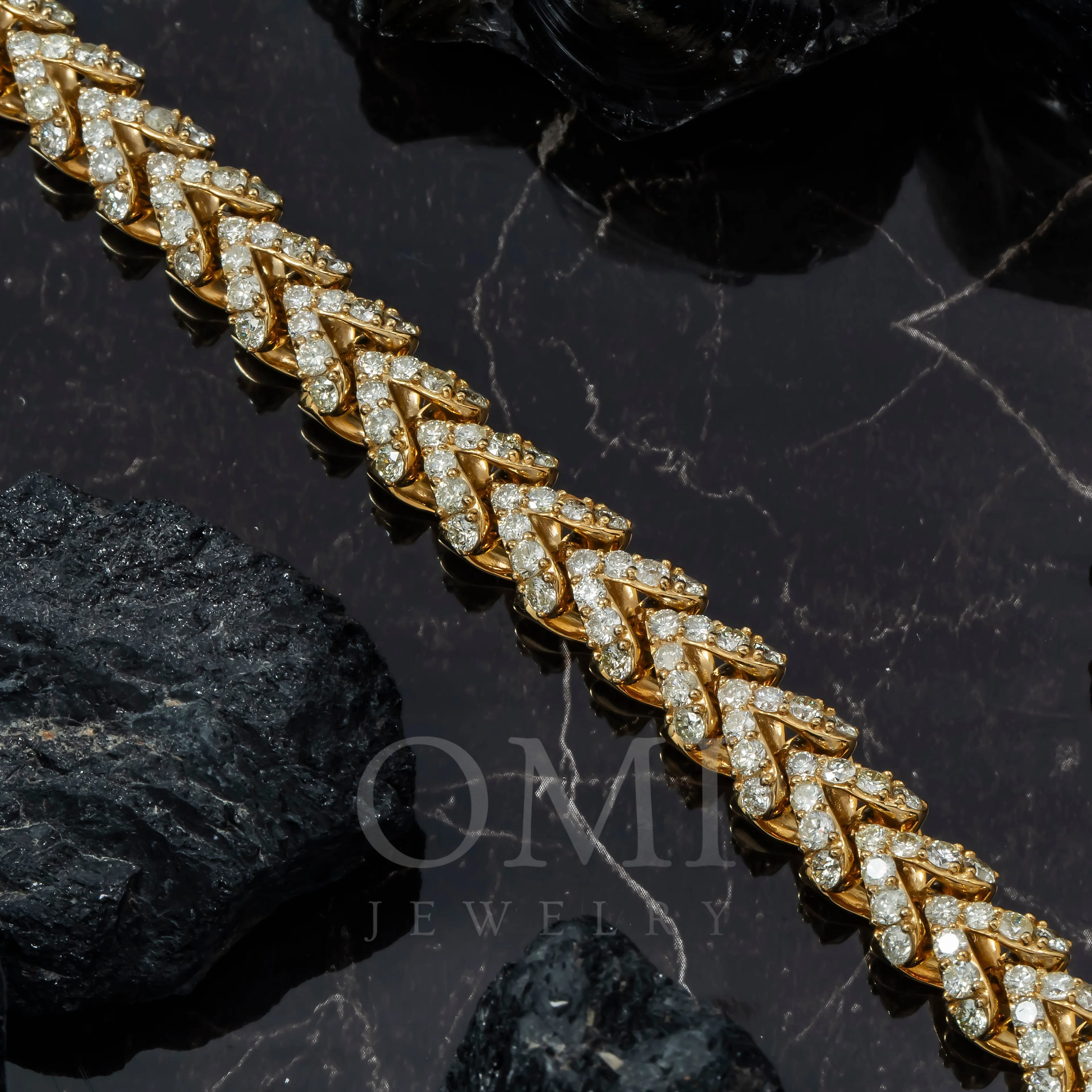 10K GOLD 10MM ROUND DIAMONDS MILLENNIUM FRANCO LINK BRACELET 13.00 CT