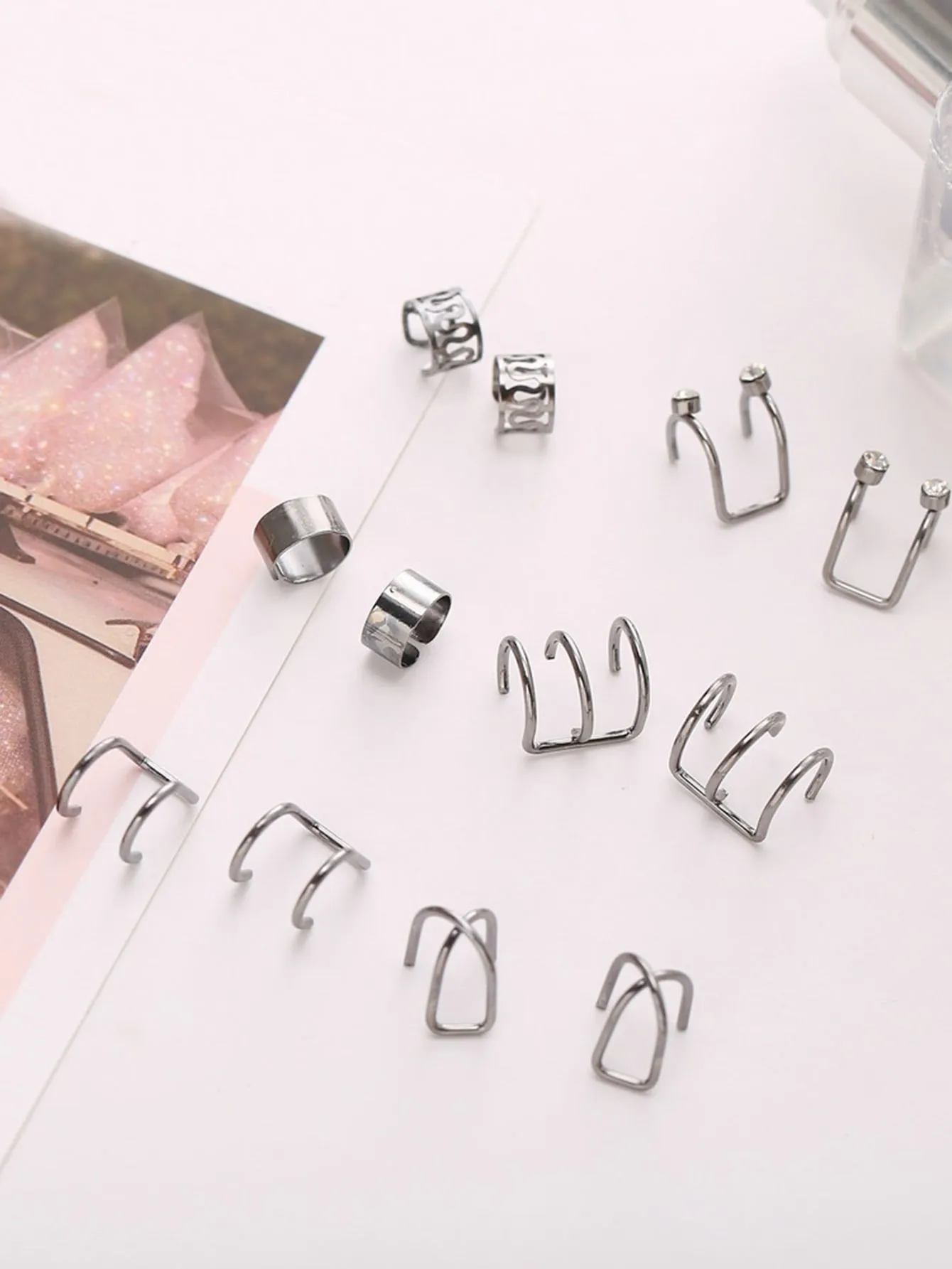 12pcs/set Ear Cuff Cartilage Clip On Earrings Ear Clip Fake Cartilage Earrings Non-Piercing Cartilage Ear Clip