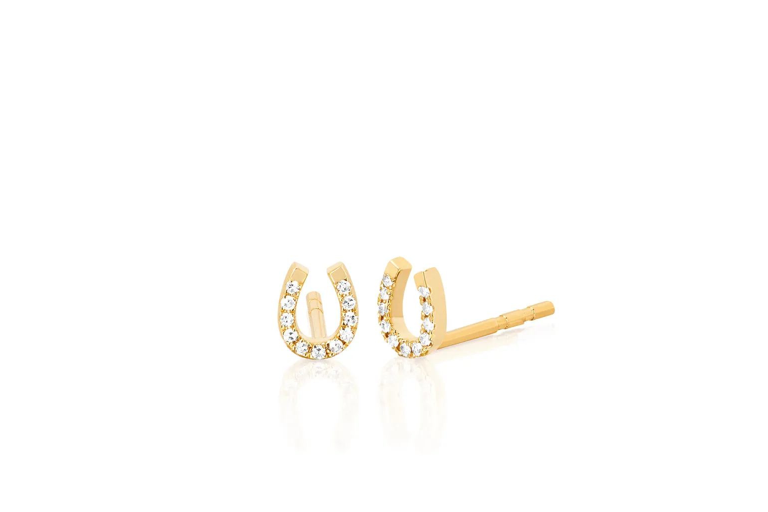 14K Gold Diamond Horseshoe Earrings