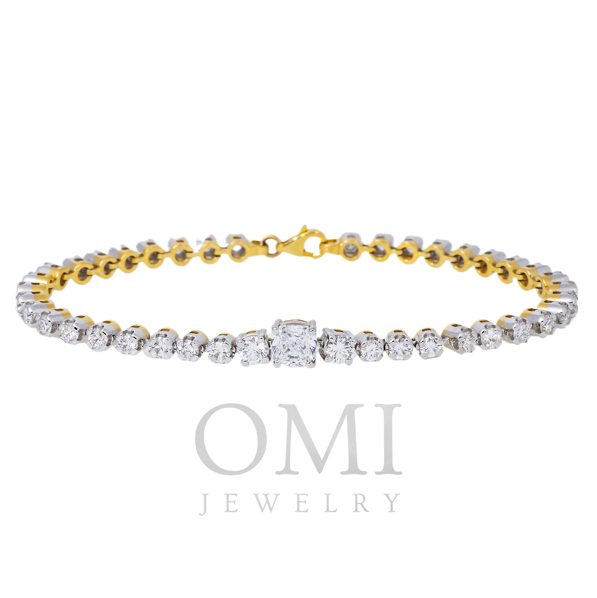 14K GOLD LAB DIAMOND TENNIS BRACELET 4.78 CT