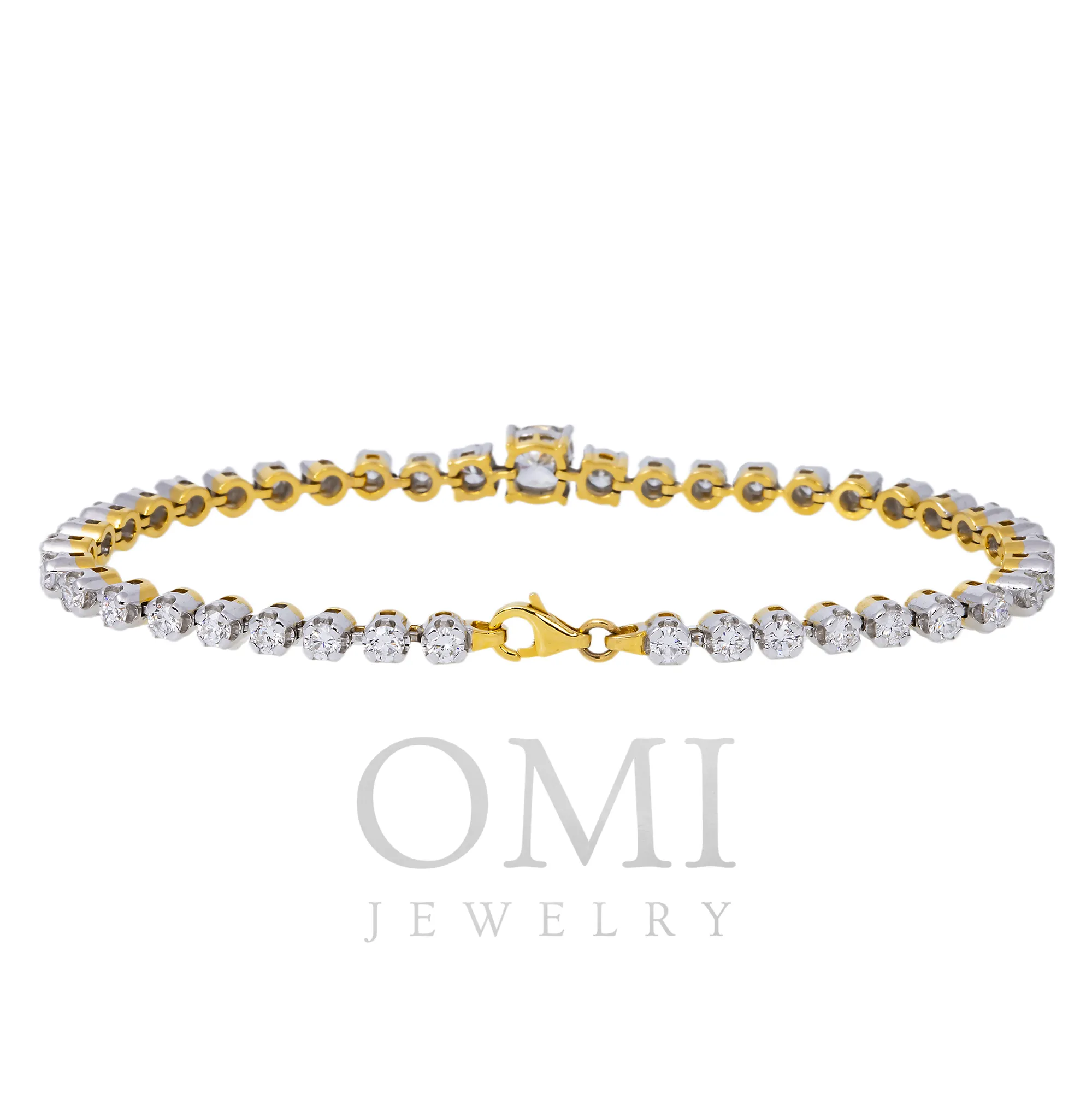 14K GOLD LAB DIAMOND TENNIS BRACELET 4.78 CT