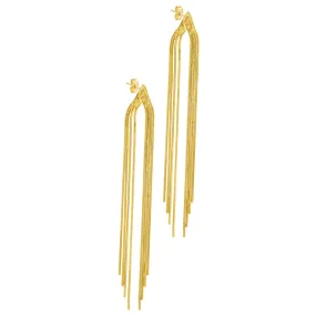 14K Gold Plated Multi-Strand Slinky Drop Earrings