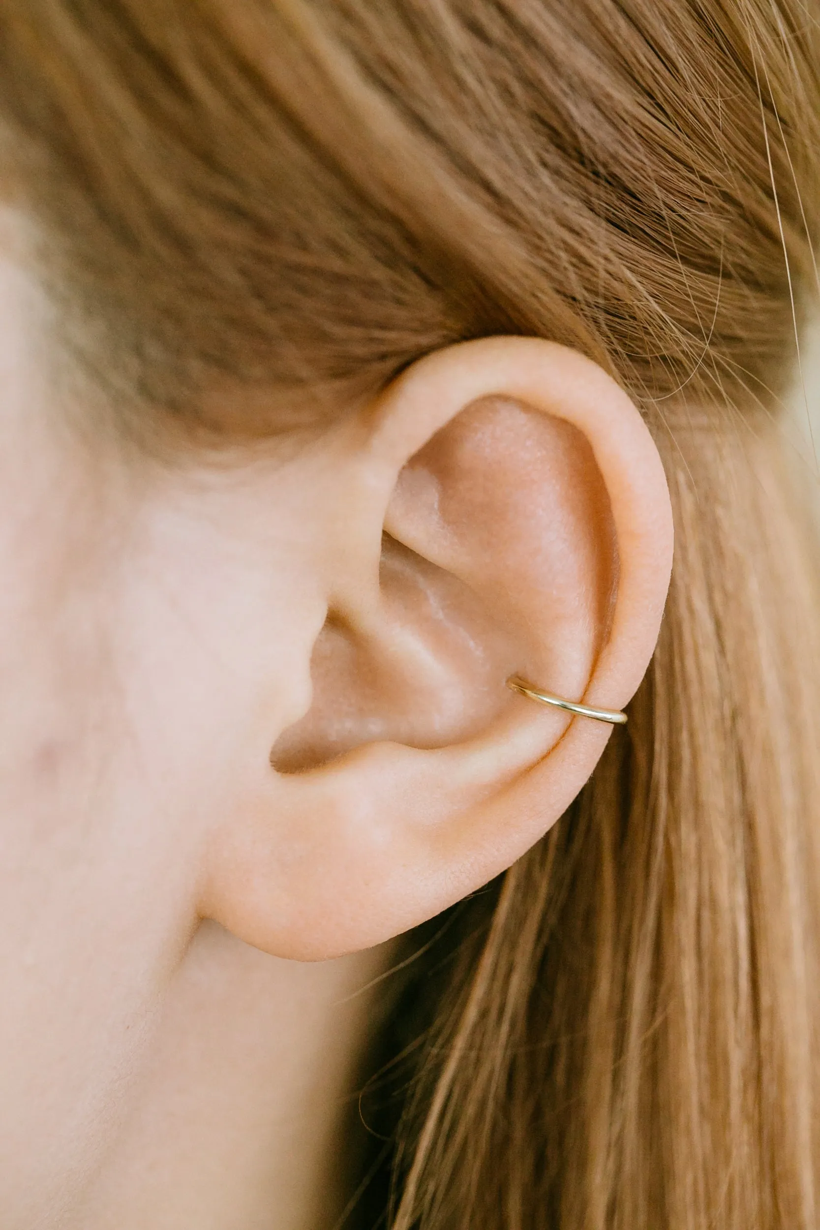 14K Gold Simple Band Non Pierced Ear Cuff Earring