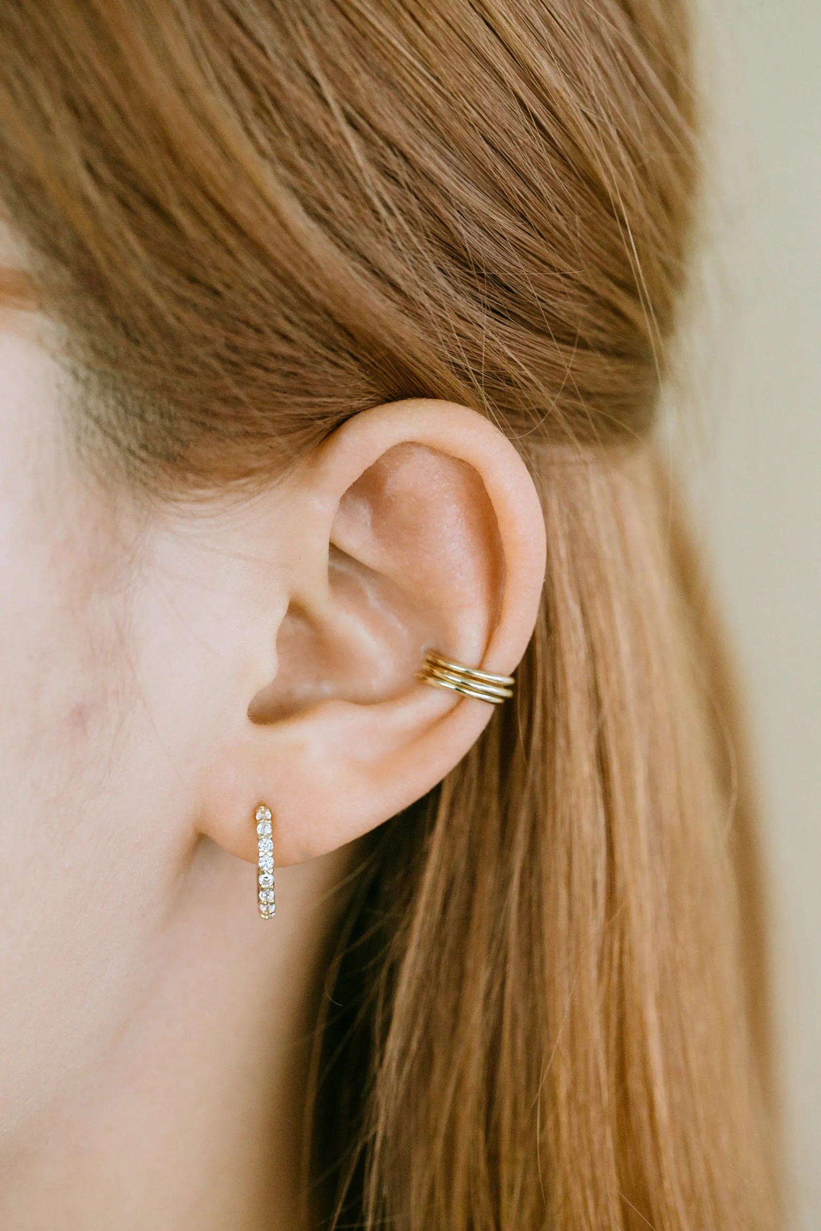 14K Gold Simple Band Non Pierced Ear Cuff Earring