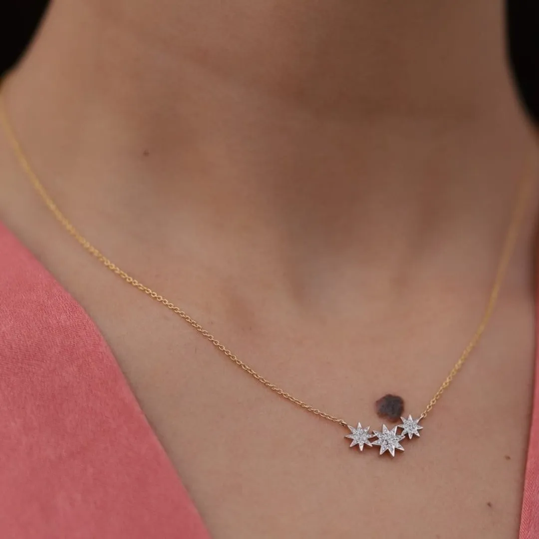 14K Star Diamond Pendant Necklace