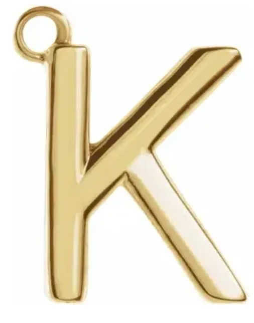 14k Uppercase Initial Charm