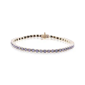 14K YELLOW GOLD ROUND BLACK DIAMOND TENNIS BRACELET 6.03CTW