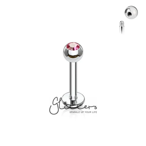 16GA 316L Surgical Steel  Labret with Press Fit Gem 3mm Ball