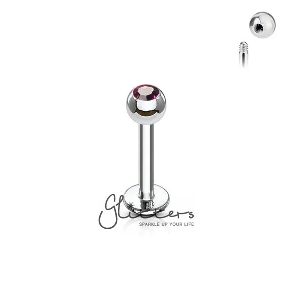 16GA 316L Surgical Steel  Labret with Press Fit Gem 3mm Ball