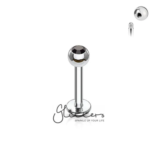 16GA 316L Surgical Steel  Labret with Press Fit Gem 3mm Ball