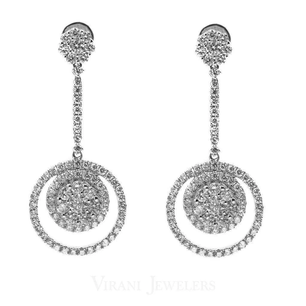 1.72CT Diamond Drop Karma Earrings Set In 18K White Gold