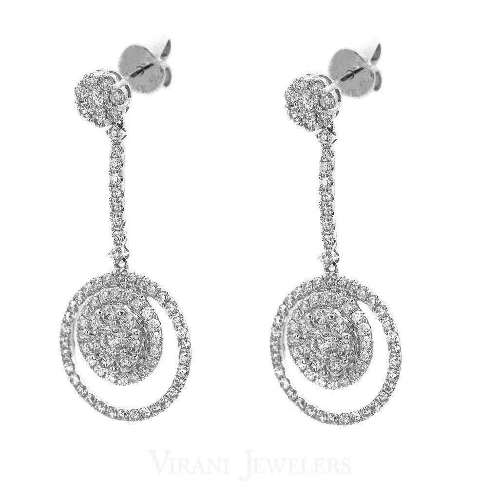 1.72CT Diamond Drop Karma Earrings Set In 18K White Gold