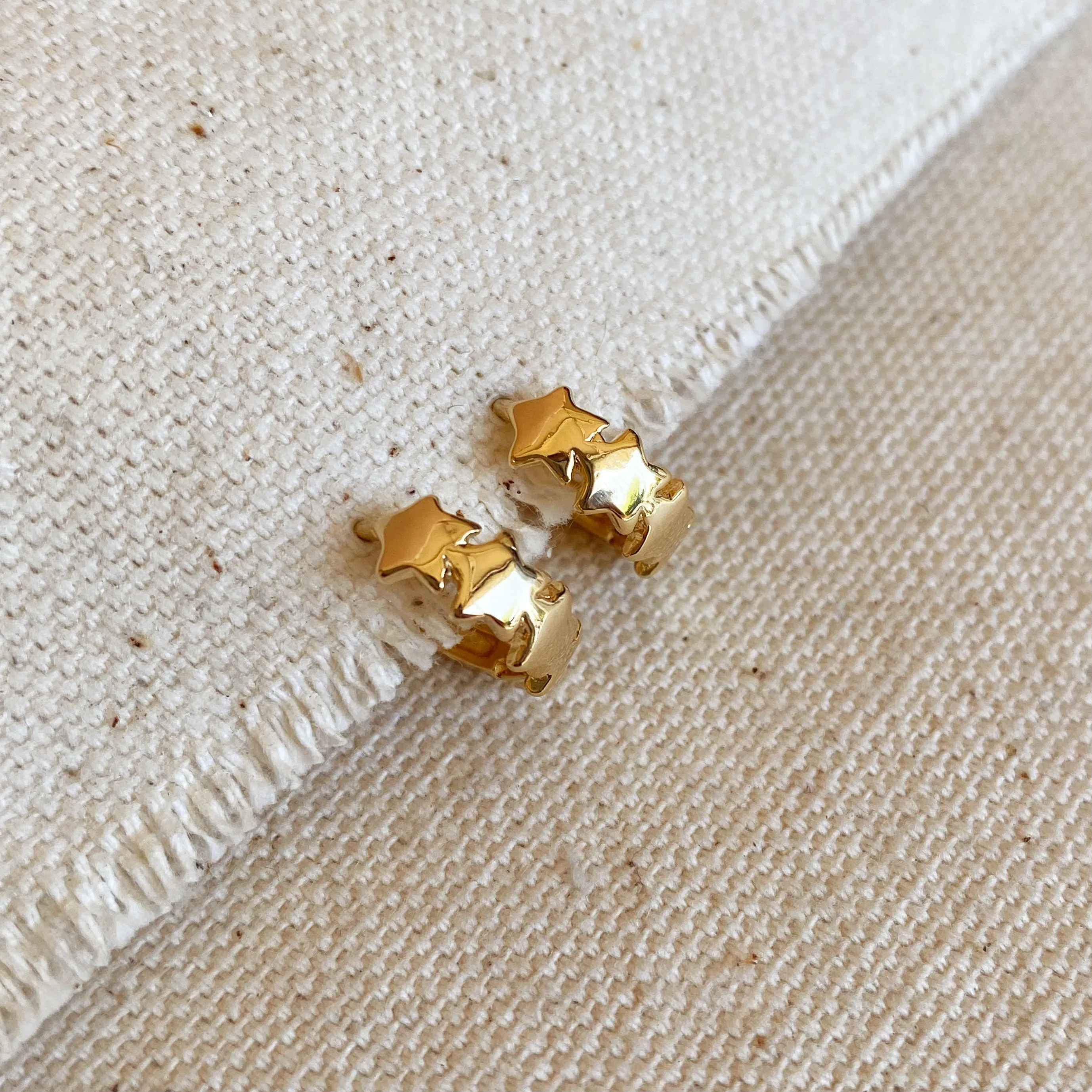 18k Gold Filled Stars Clicker Hoop Earrings