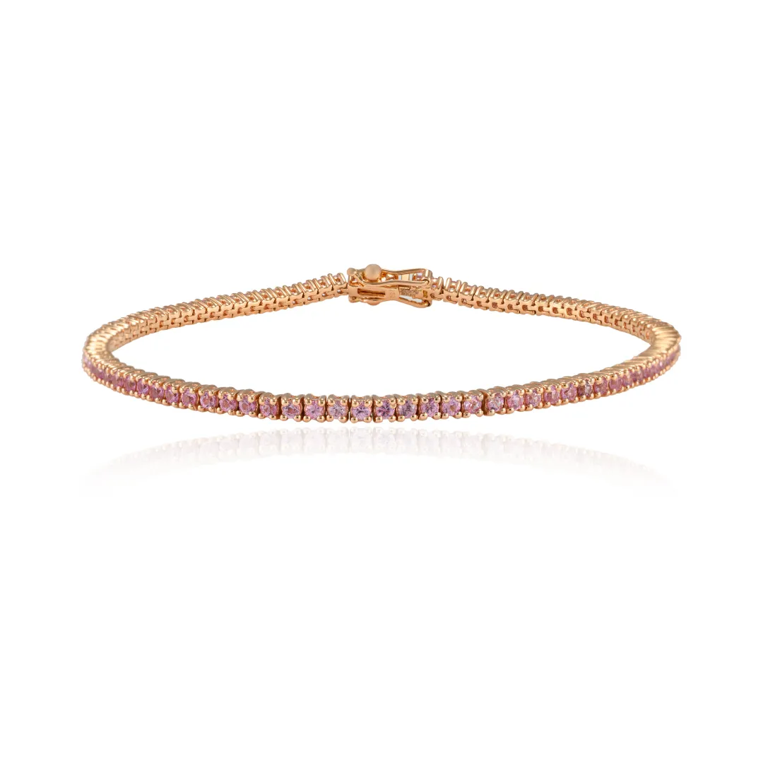 18K Gold Pink Sapphire Sleek Bracelet