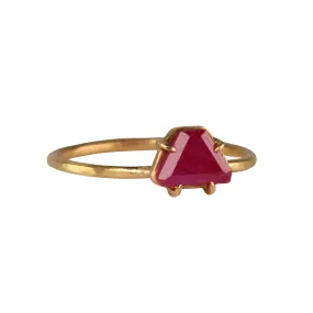 18K Gold Prong-Set Ruby Slice Mini Gem Ring