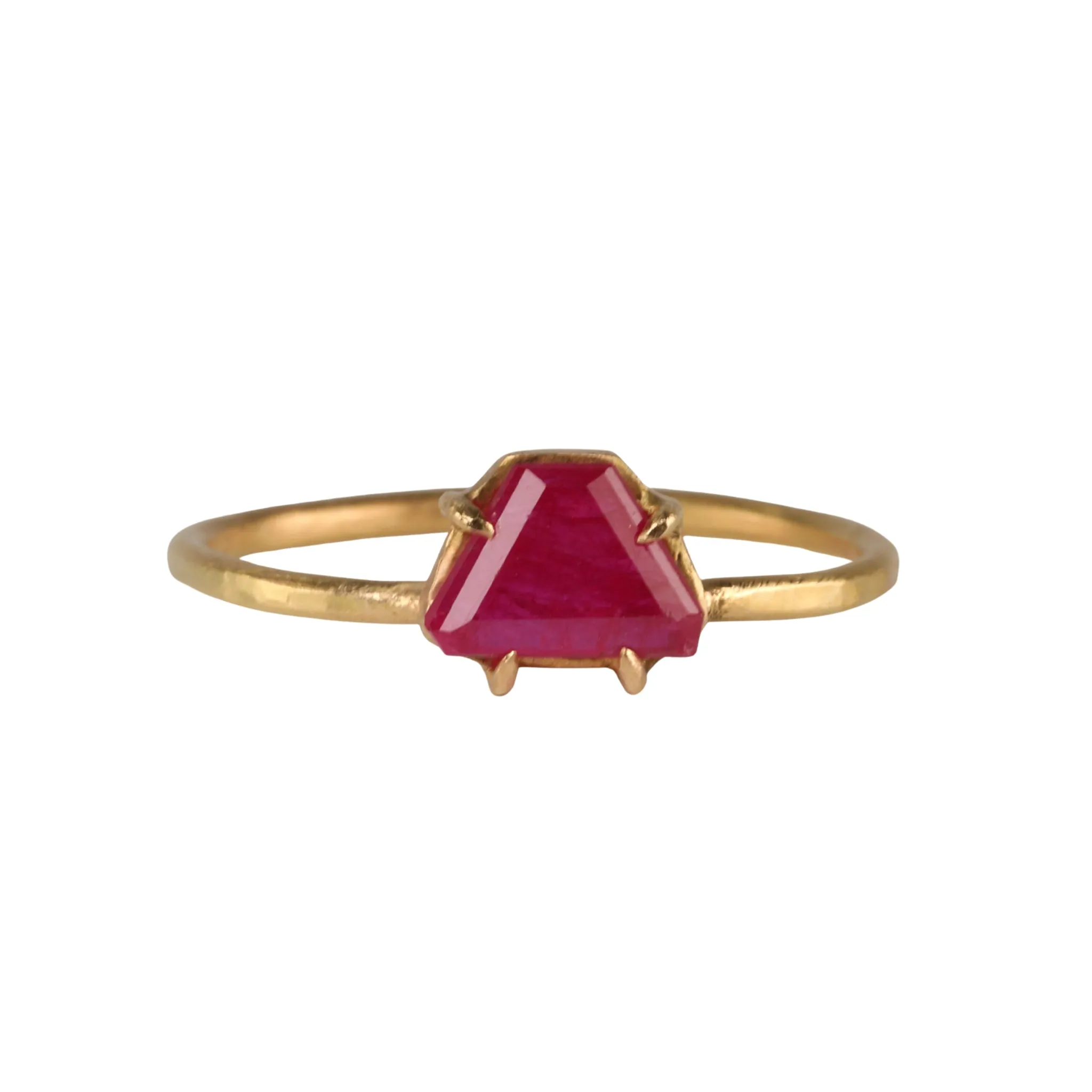 18K Gold Prong-Set Ruby Slice Mini Gem Ring