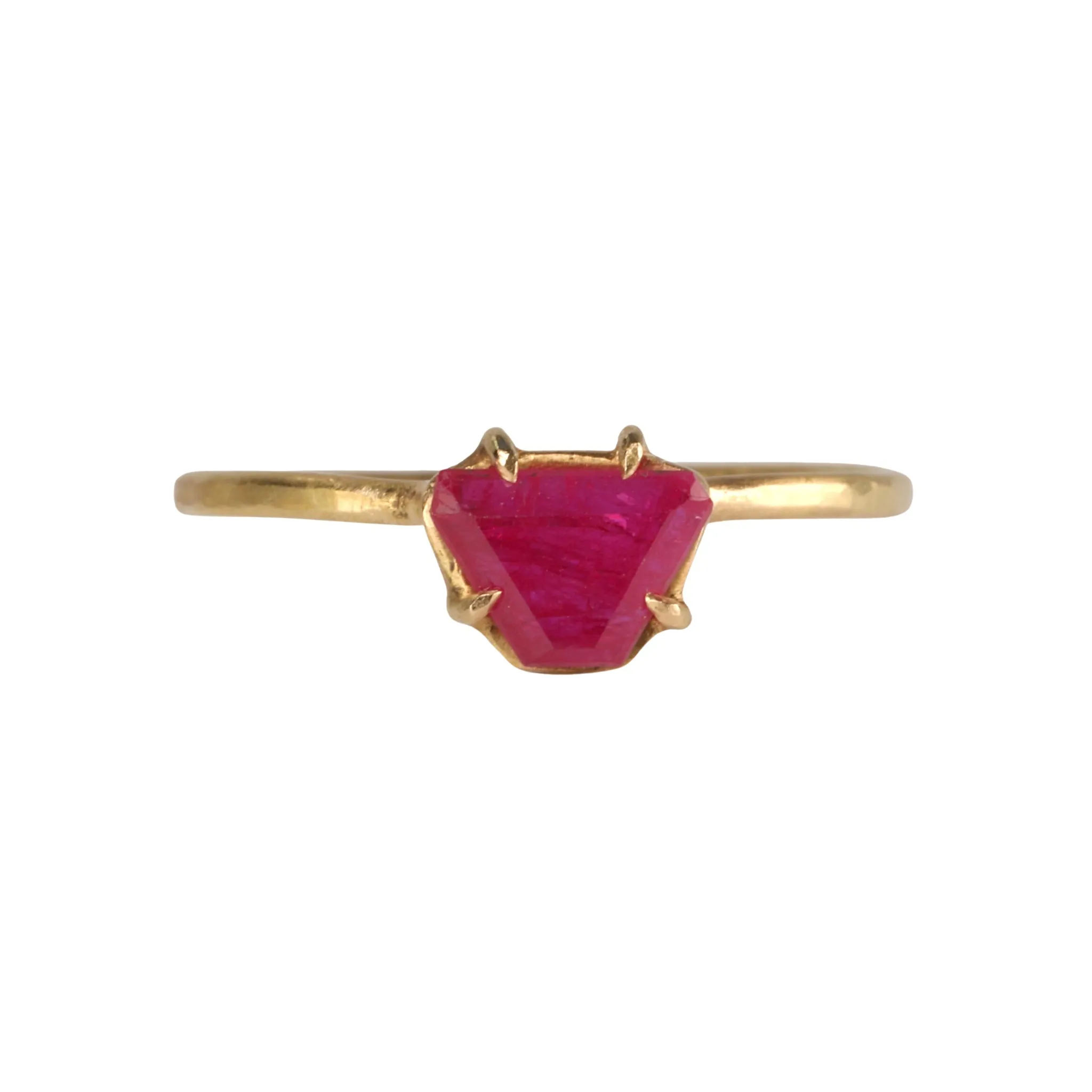 18K Gold Prong-Set Ruby Slice Mini Gem Ring