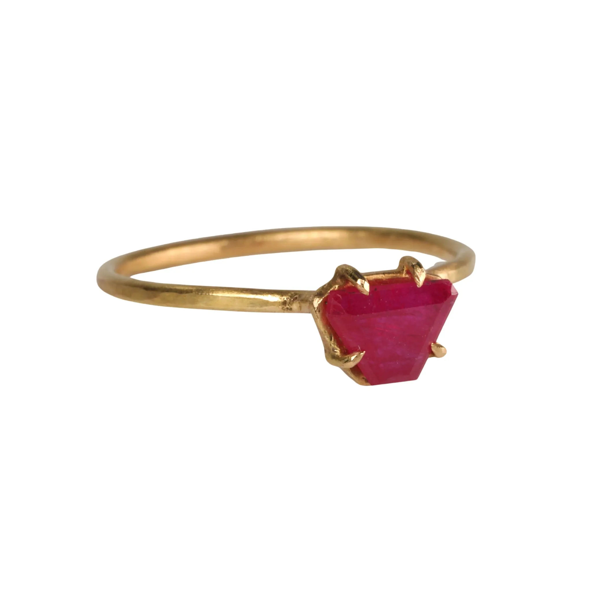 18K Gold Prong-Set Ruby Slice Mini Gem Ring