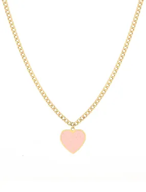 18K Gold Radiant Heart Cuban Link Necklace