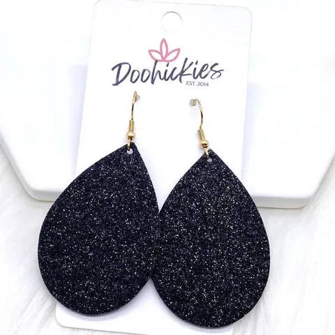 2 New Beginnings Earrings - Fine Glitter Black Cork