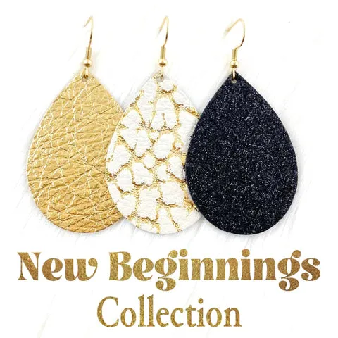 2 New Beginnings Earrings - Fine Glitter Black Cork