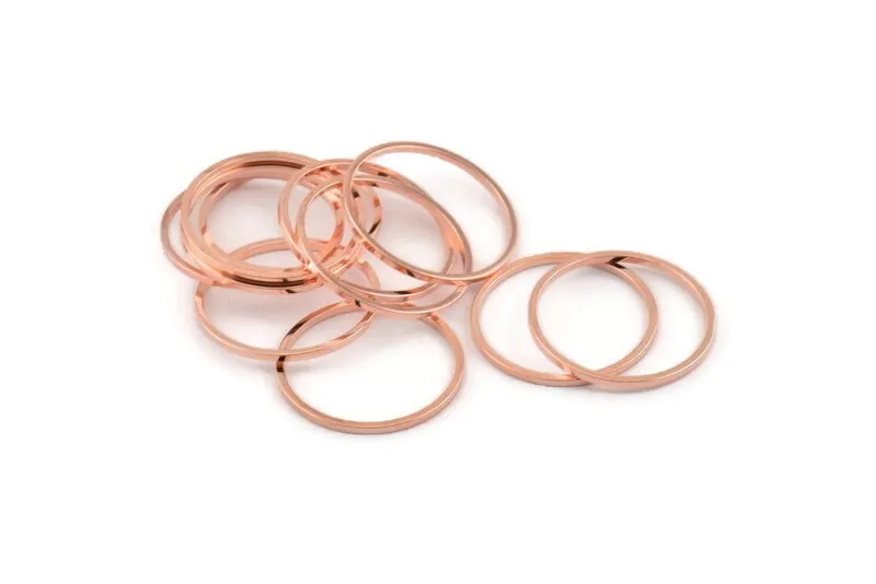 20mm Circle Connector, 24 Rose Gold Tone Brass Circle Connectors (20x1mm) D1448