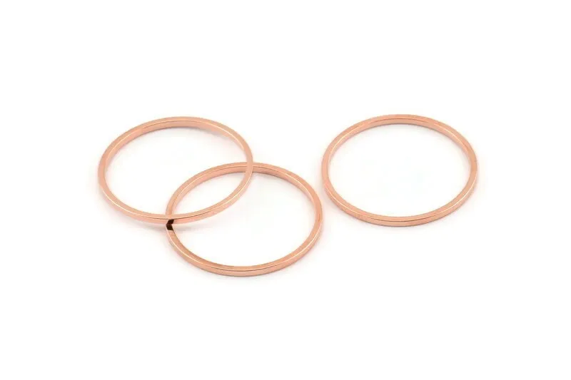 20mm Circle Connector, 24 Rose Gold Tone Brass Circle Connectors (20x1mm) D1448