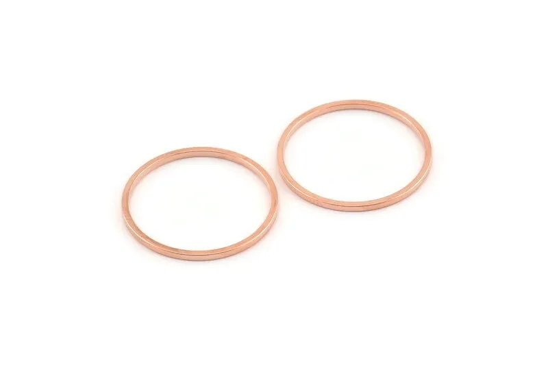 20mm Circle Connector, 24 Rose Gold Tone Brass Circle Connectors (20x1mm) D1448