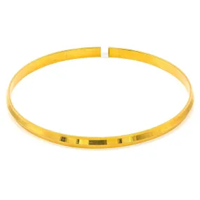 22K Yellow Gold Bangle Kada for Kids W/ Slightly Faceted Frame (14.8gm)