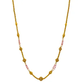 22K Yellow Gold Saanvi Beaded Chain w/ Rubies