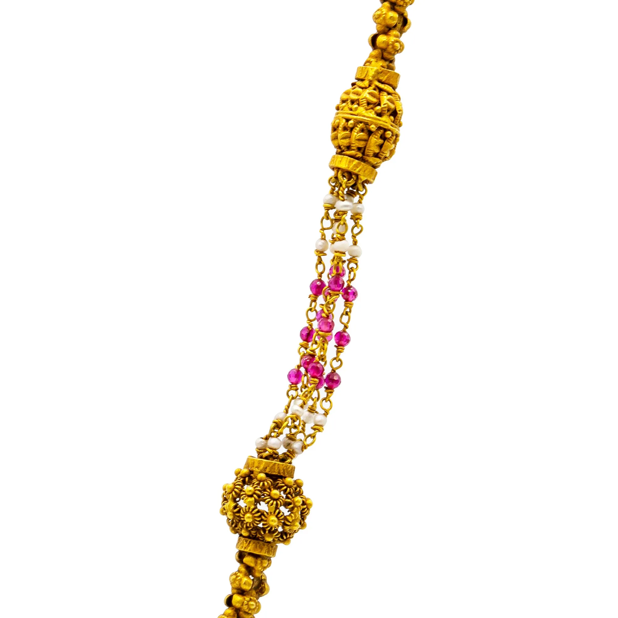 22K Yellow Gold Saanvi Beaded Chain w/ Rubies