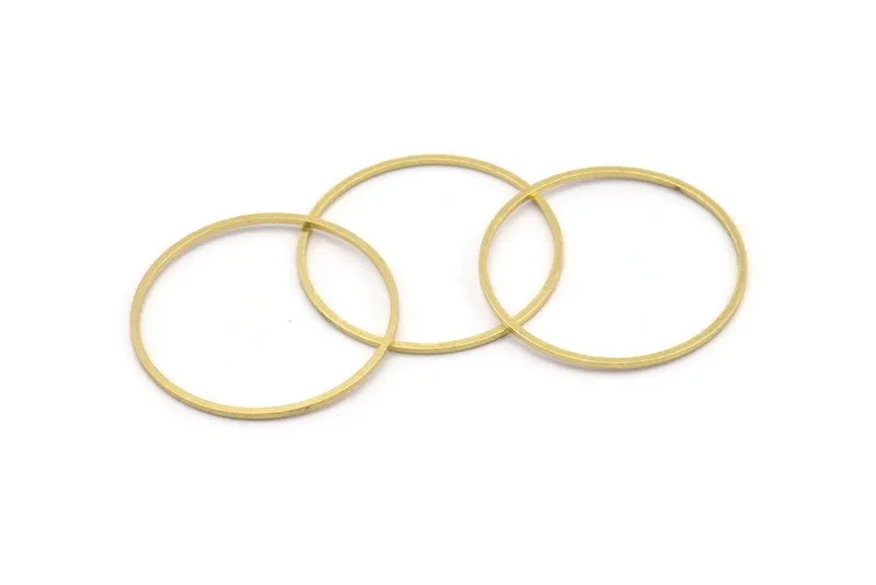 33mm Circle Connectors - 12 Raw Brass Circle Connectors (33x1x1mm) A4065