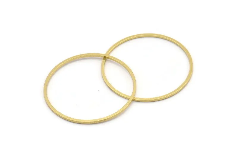 33mm Circle Connectors - 12 Raw Brass Circle Connectors (33x1x1mm) A4065