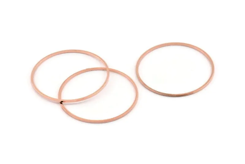 35mm Circle Connector, 12 Rose Gold Tone Brass Circle Connectors (35x1mm) D1450