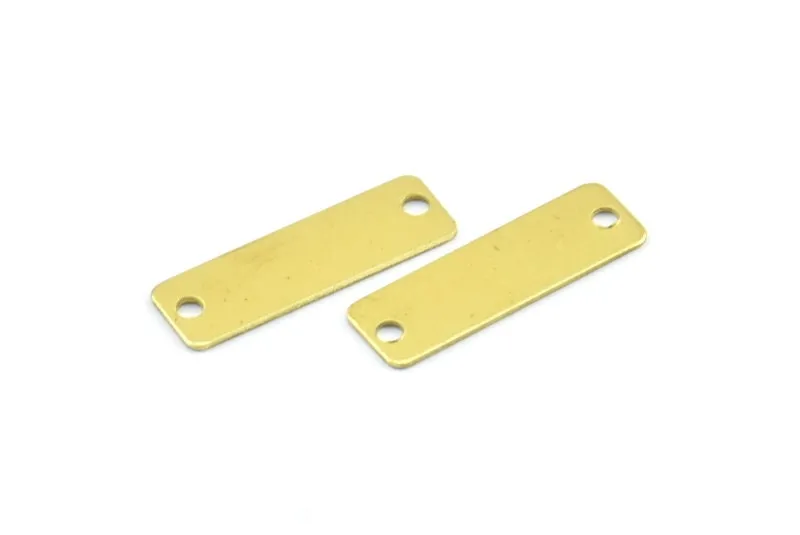 50 Raw Brass Rectangle Connector 2 Holes (19x6mm) Brs 612 A0307