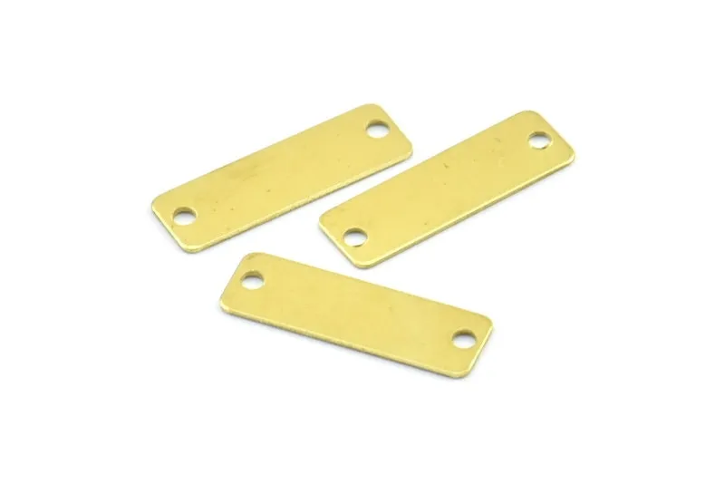 50 Raw Brass Rectangle Connector 2 Holes (19x6mm) Brs 612 A0307