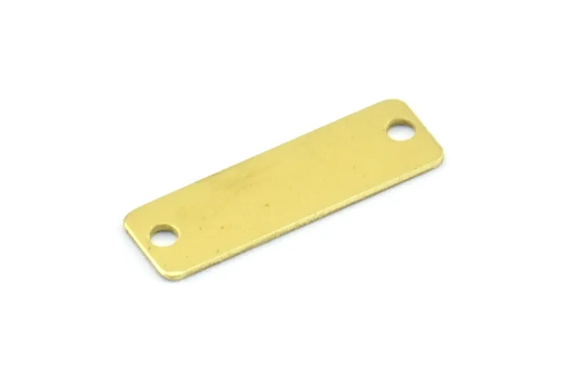 50 Raw Brass Rectangle Connector 2 Holes (19x6mm) Brs 612 A0307