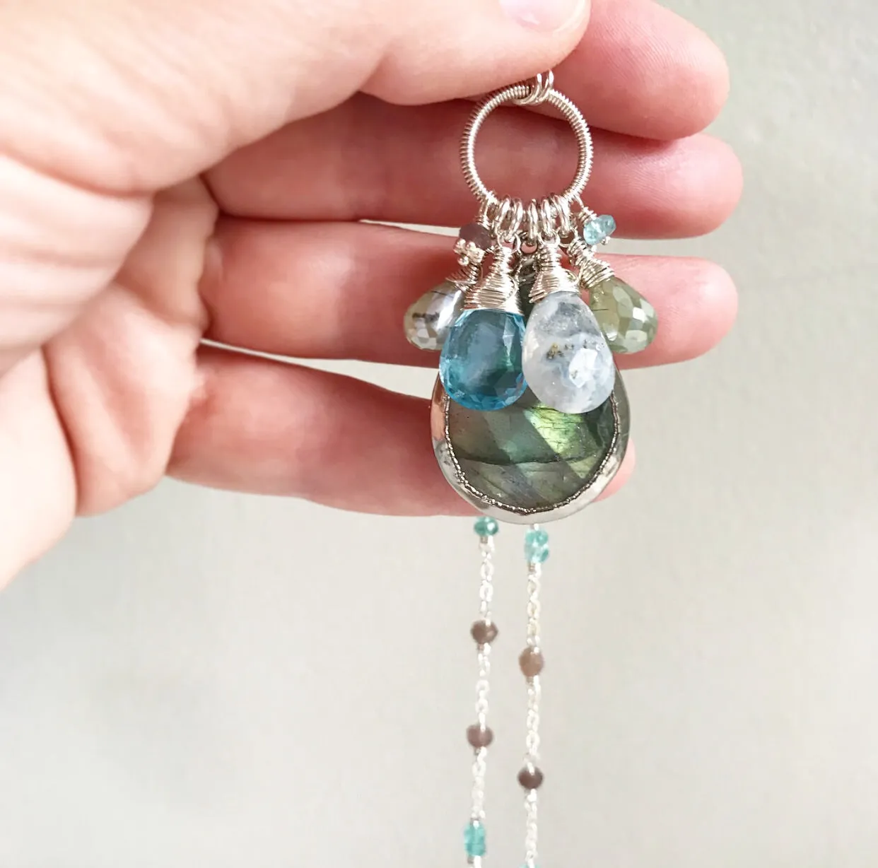 636-One of a Kind Gemstone Drop Necklace