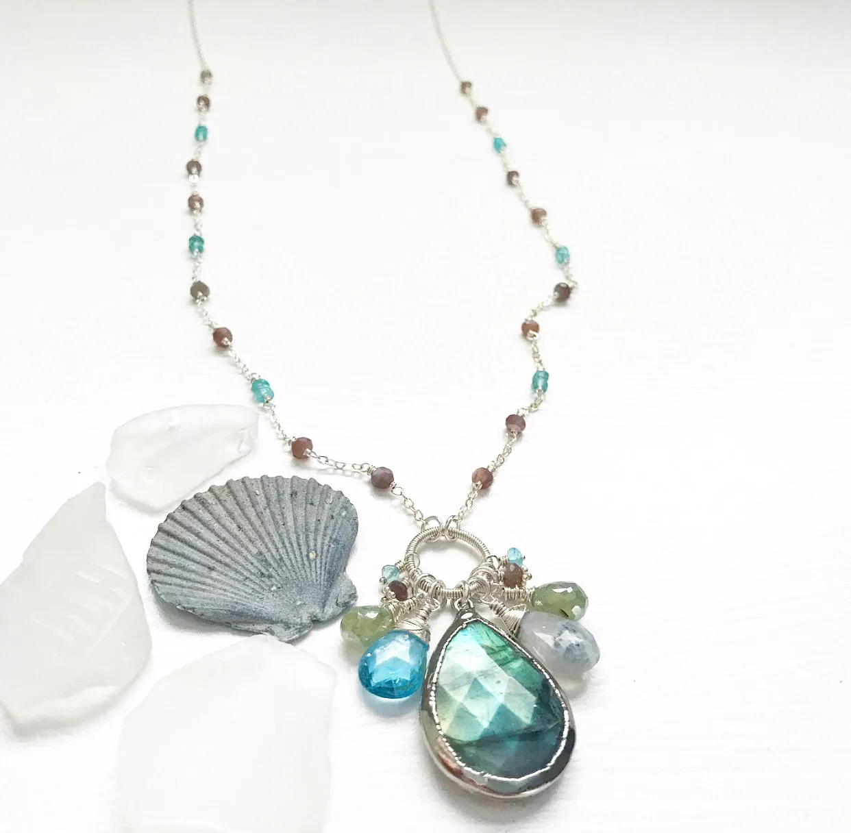 636-One of a Kind Gemstone Drop Necklace