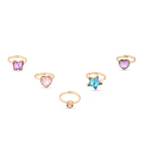 Accessorize London Girl's Girls Gem Rings 5 Pack