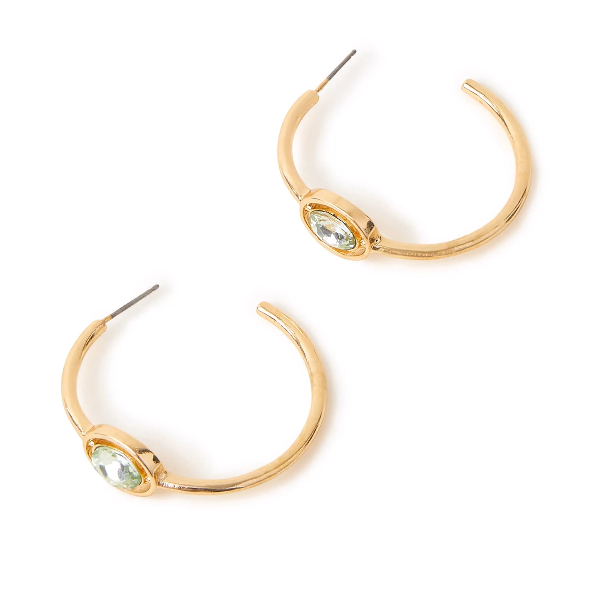 Accessorize London Women's Green Single Circle Gem Hoop Earrings