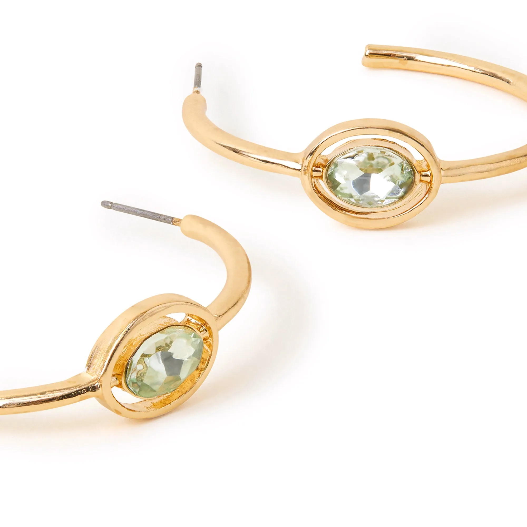 Accessorize London Women's Green Single Circle Gem Hoop Earrings