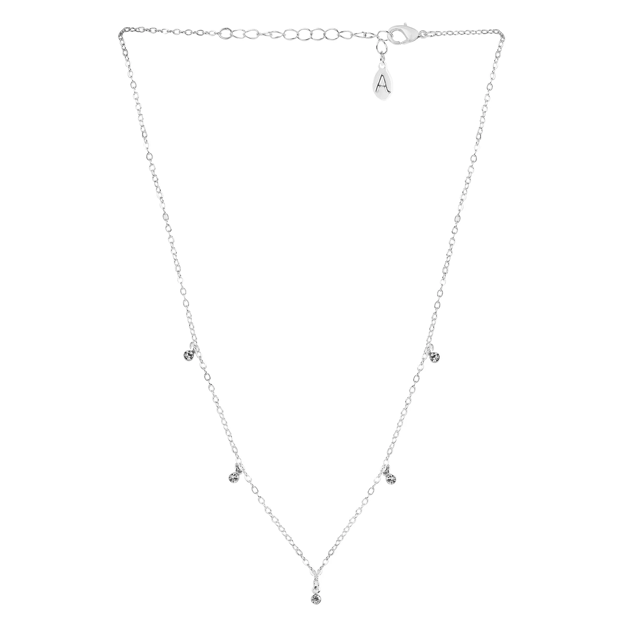 Accessorize London Women's Silver Gem Station Necklace