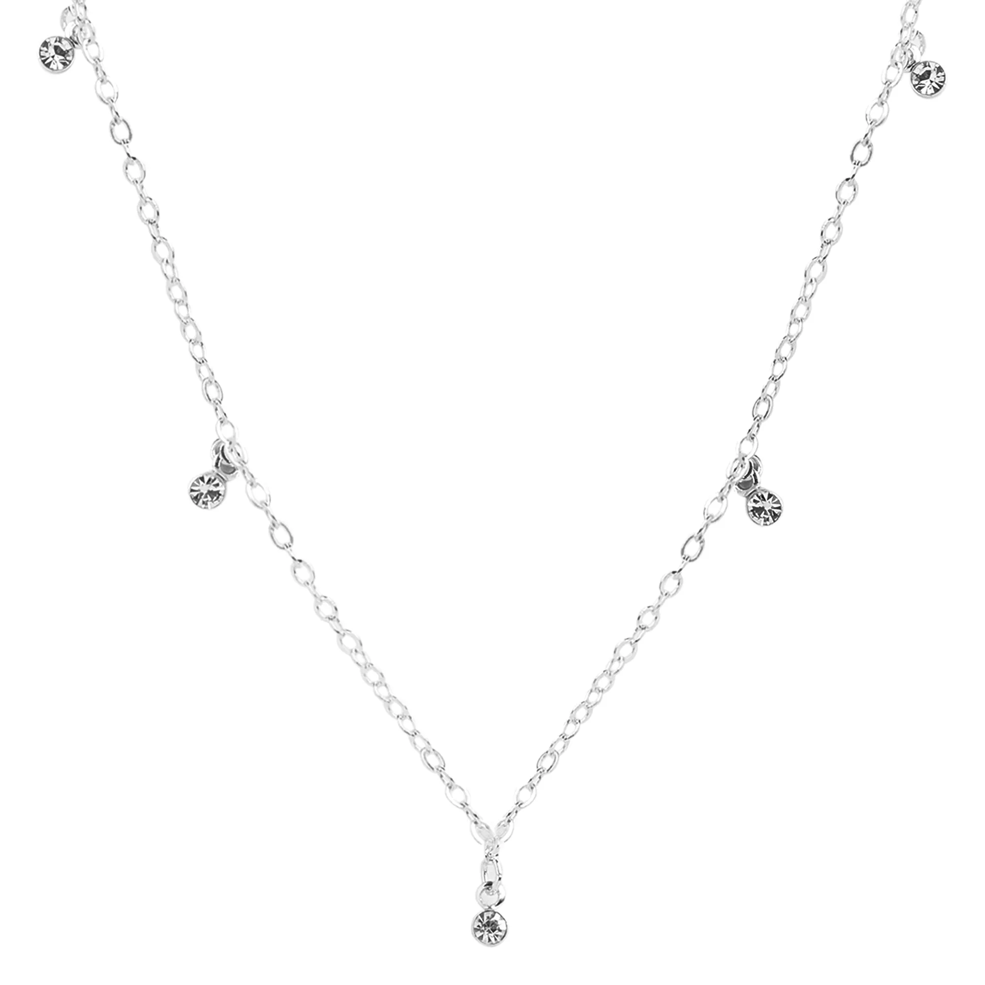 Accessorize London Women's Silver Gem Station Necklace