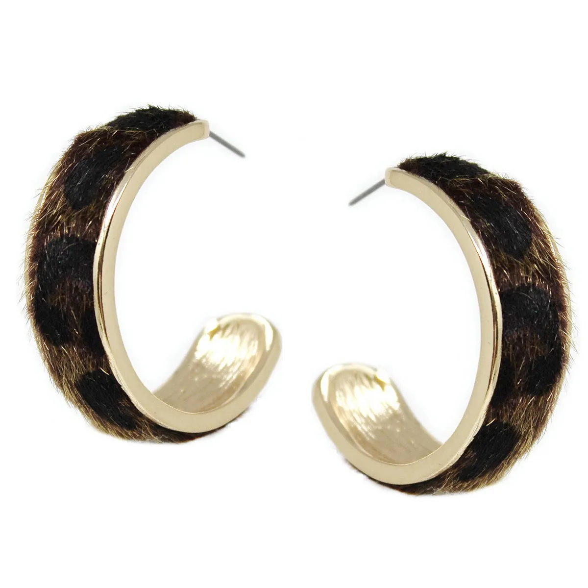 Animal Print Faux Fur Topped Hoop Earrings