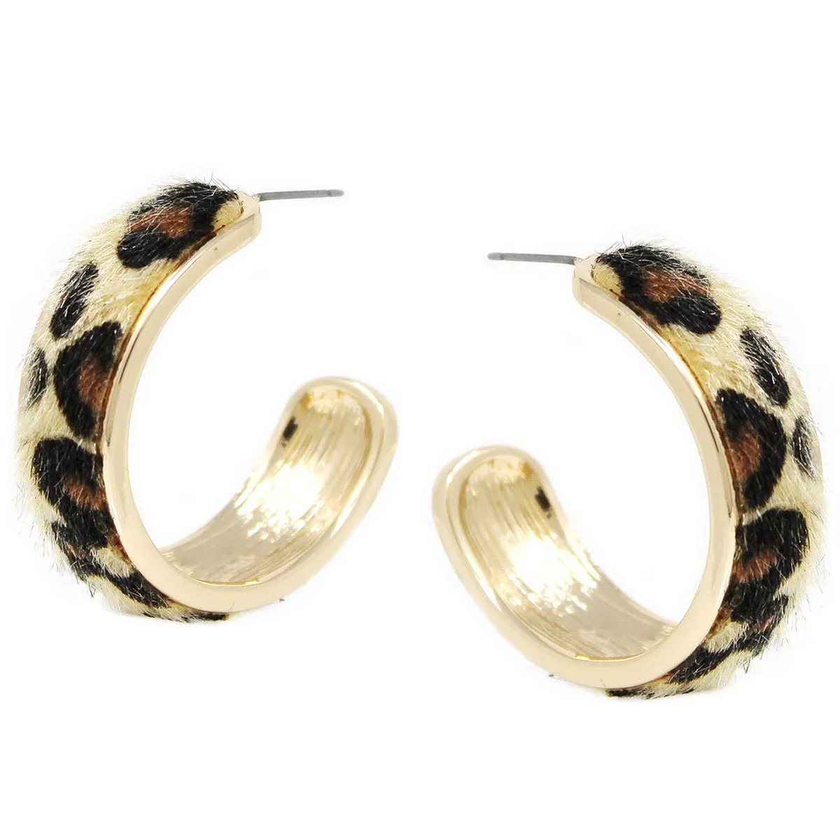 Animal Print Faux Fur Topped Hoop Earrings