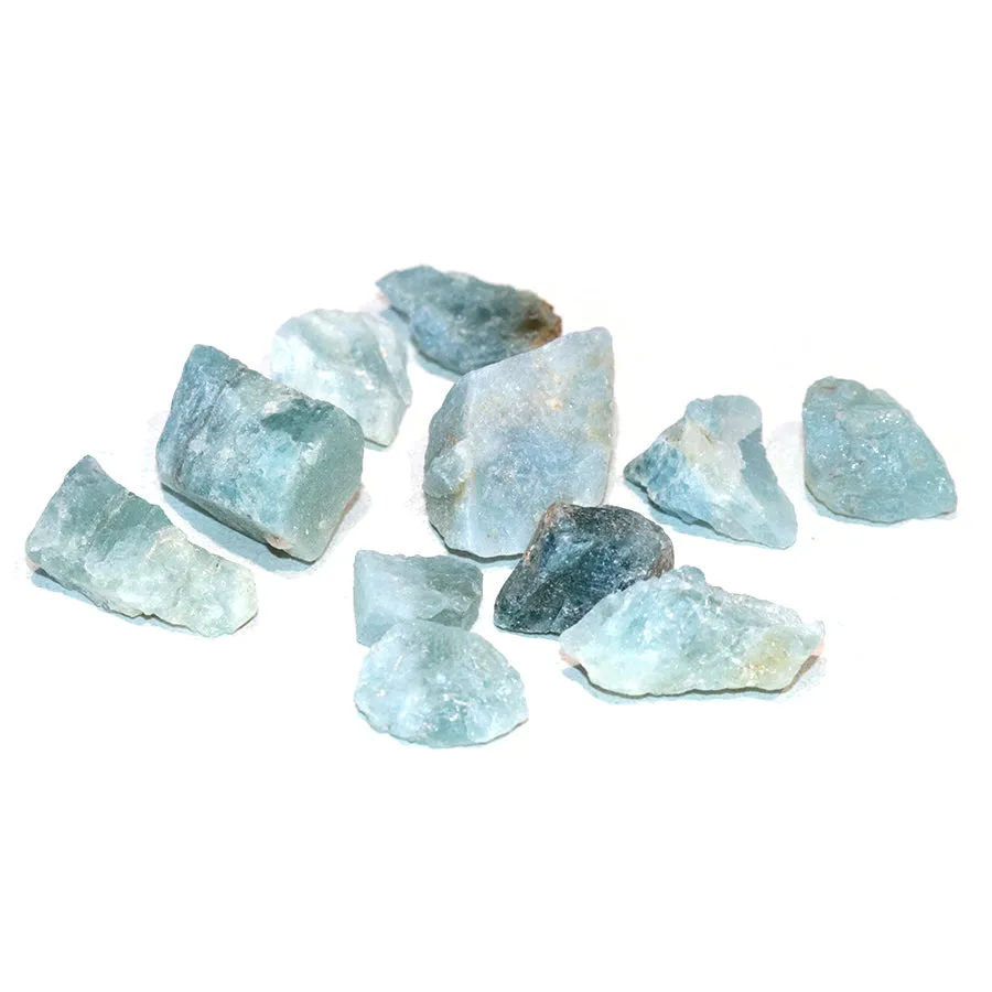 Aquamarine Mixed Size Rough Stones Gem Jars - DS ROCK SHOP