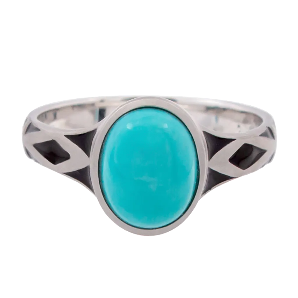 Aztec Small Style Oval Turquoise Ring