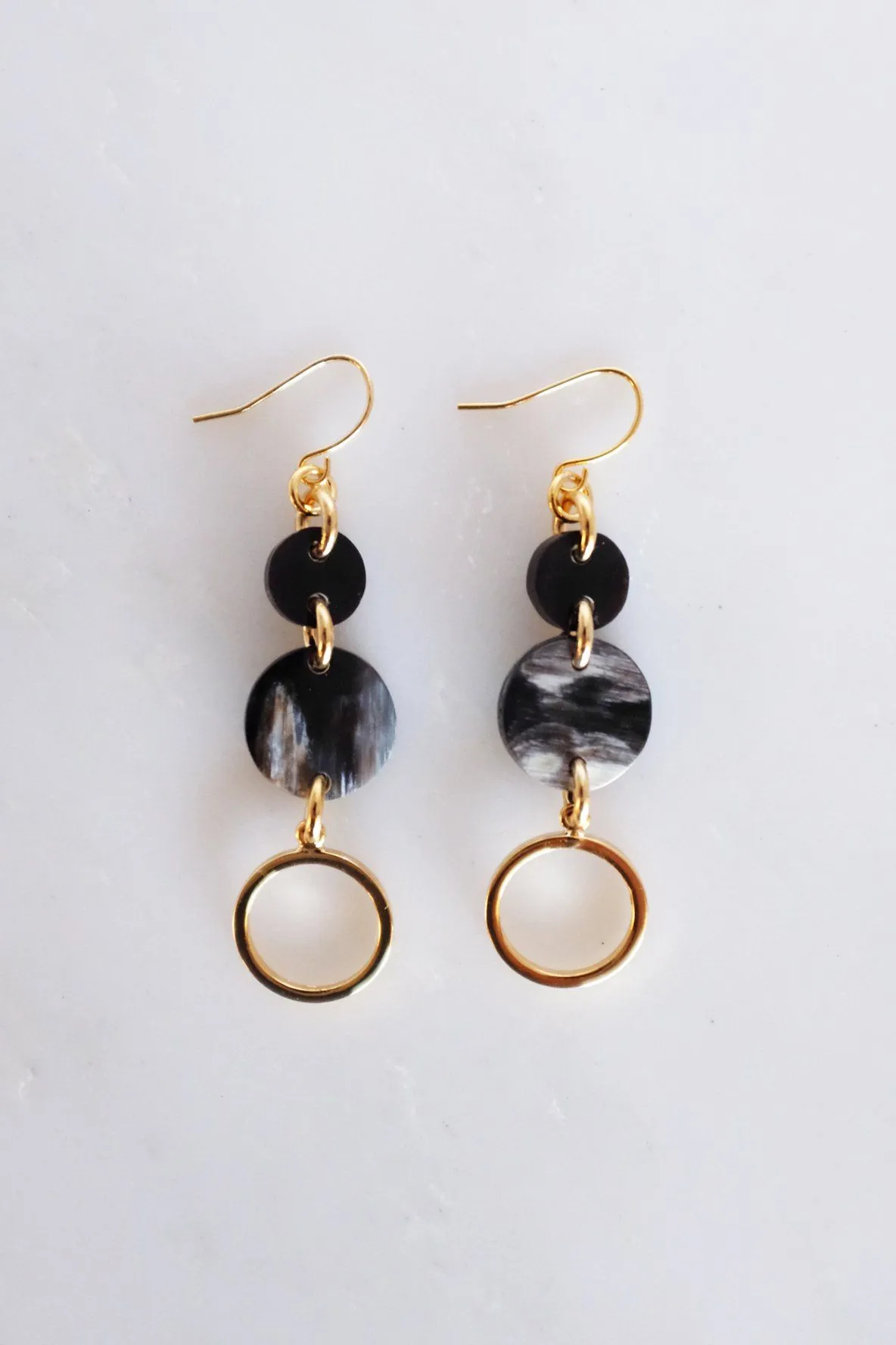 Ba Be Crescent Drop Buffalo Horn Dangle Earrings